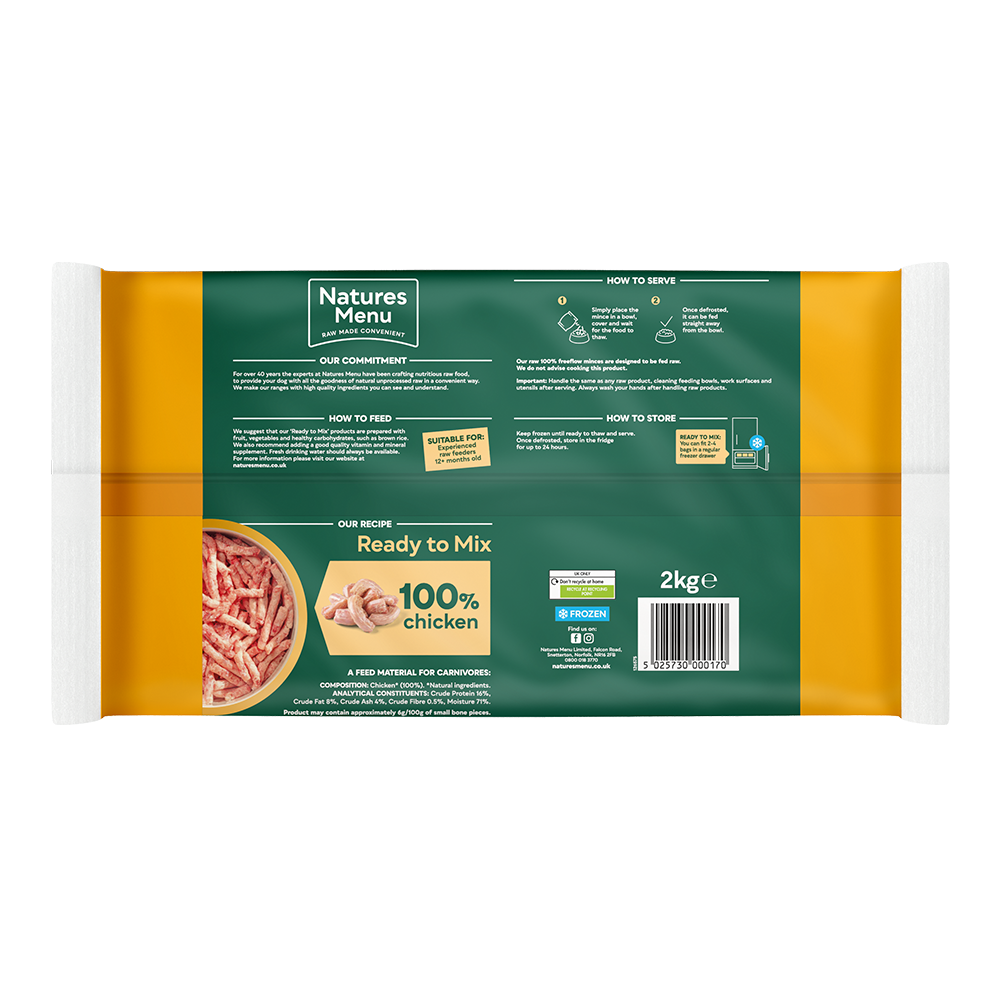 Chicken Freeflow Mince Natures Menu Home Prepare Raw Natures Menu
